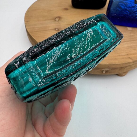 VTG set of 3 Vidrios de levante Cobalt Blue Turquoise purple Embossed Recycled - Picture 11 of 12